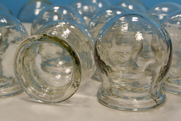 Glass medical cups for medical purposes, rehabilitation, increasing blood flow