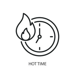 Hot time thin line vector icons.