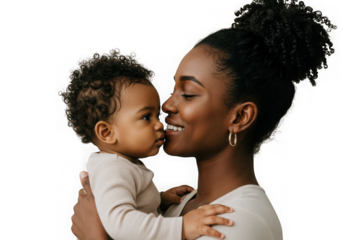 Mother and baby tender moment isolated on transparent background