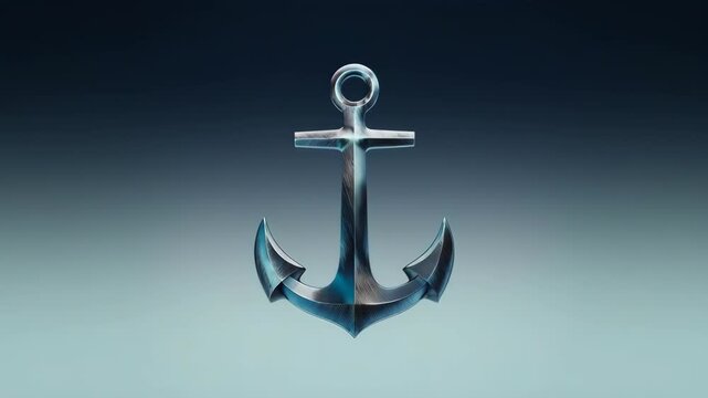 A metallic anchor against a gradient background