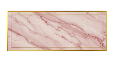 Luxury pink marble nameplate with gold lined border, feminine style, front-facing isolated blank
