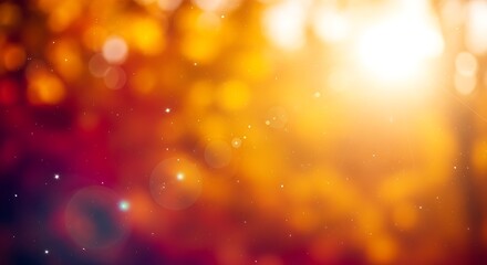Warm golden sunlight shining through autumn leaves with bokeh effect