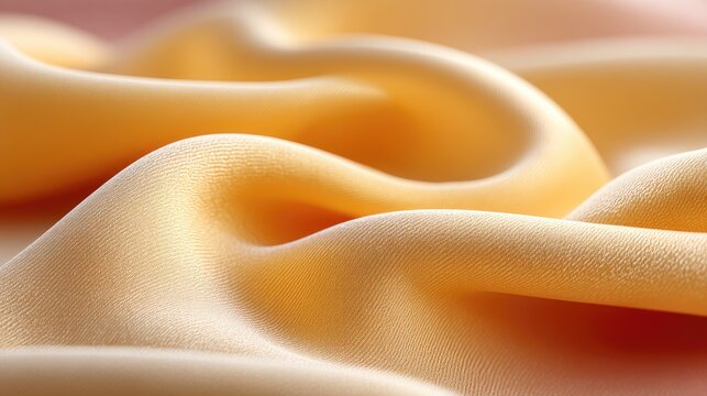 Luminous Gold Silk Fabric Texture with Soft Reflections and Gentle Folds in Macro Detail with Warm Light Accents