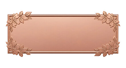 Elegant rose gold feminine floral nameplate with soft texture, front-facing view, isolated on transparent background