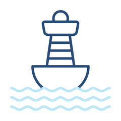 Buoy Icon Color Outline Style. Vector Illustration Design