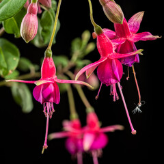 Fuchsia Blossoms with a Dark and Moody Backdrop