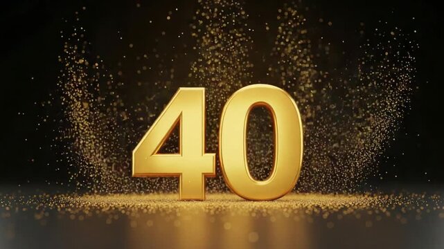 golden 40 glitter burst celebration
