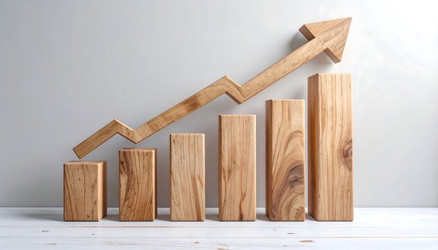 Wooden graph showing upward trend