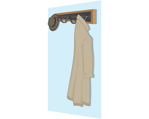 vector design of a clothes hanger or hanger for hats and clothes made of wooden planks