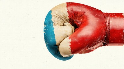 Close-Up of a Vintage Boxing Glove with Unique Color Design