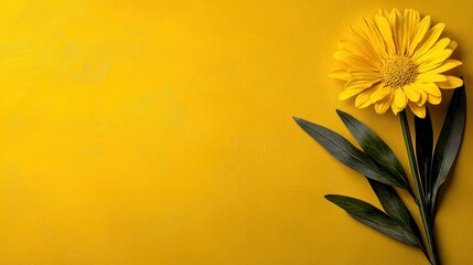 Bright Yellow Flower on a Vibrant Yellow Background