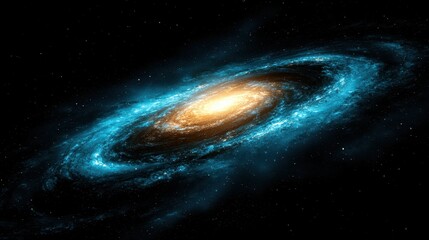 Stunning Spiral Galaxy with Bright Core and Blue Nebula Vortex