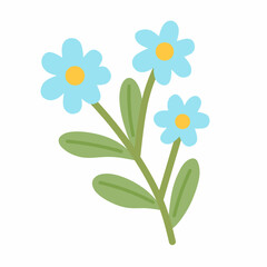 Blue Daisies in Cottagecore Style for Floral Design Illustration