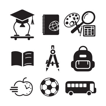 Educational Silhouette Vector Icon School Essentials in Clean Minimalist Design. 