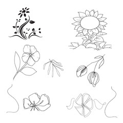 Botanical Minimalist Floral Line Art Vector Bundle