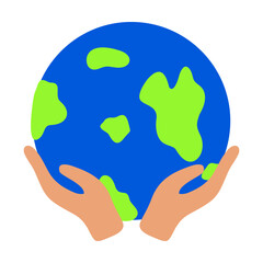 Hands Supporting Earth Globe Flat Vector Illustration