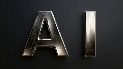 AI 3D Metallic Text on Dark Background