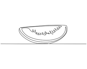 Continuous one line drawing of watermelon fruit. One line drawing illustration of watermelon fruit. Fresh fruit concept single line. Editable outline