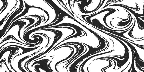 An abstract black and white seamless pattern featuring a geometric swirl texture design for wallpaper or textile print illustration