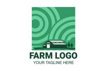 Farm House logo isolated on white background. Black emblem with farmhouse for natural farm products. Vector illustration.