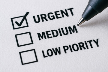 Obraz premium Urgent task management checklist with pen marking priority to complete critical work efficiently