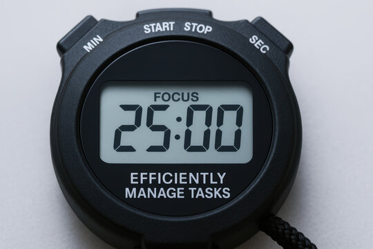 Focus timer stopwatch focus efficient task management helps prioritize work and complete tasks on time with calm determination