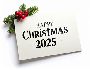 Bold Christmas 2025 Greeting Card with Pine and Berry Decoration