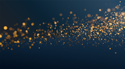 A beautiful abstract background featuring golden and blue bokeh lights, creating a festive and magical atmosphere