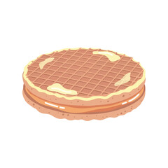 Delicious layered waffle dessert with creamy filling and golden brown color.