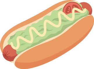 Delicious Hot Dog with Green Relish and Mustard.