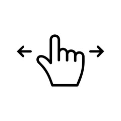 Vector art of line icon of a hand with index finger pointing left and right, indicating swipe gesture