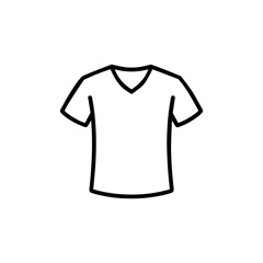 Vector art of simple line art icon of a vneck tshirt isolated on a