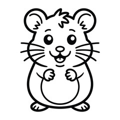 Simple cartoon hamster outline vector illustration for coloring pages scalable eps icon for kids silhouette White background