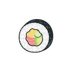 Simple vector illustration of a single maki sushi roll.