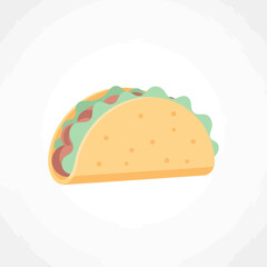 A simple flat illustration of a delicious taco with fresh ingredients.