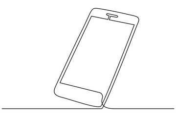 Continuous Smartphone symbol in one line drawing.One Line art of phone icon, Single line drawing of smartphone.mobile phone concept. Vector illustration
