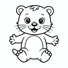 Naklejka premium Adorable cartoon bear cub coloring page vector illustration for children fun creative activities silhouette White background