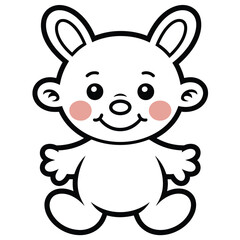 Simple line drawing of a cute bunny toy for coloring pages and children's designs scalable vector art silhouette White background
