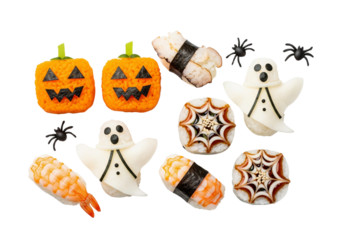 Spooky & Delicious: Creative Halloween Sushi Collection with Jack-o'-Lanterns and Ghosts
