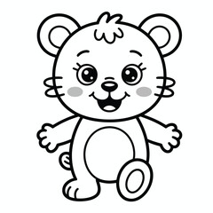 Obraz premium Cute teddy bear coloring page vector illustration for kids friendly downloadable eps file silhouette White background