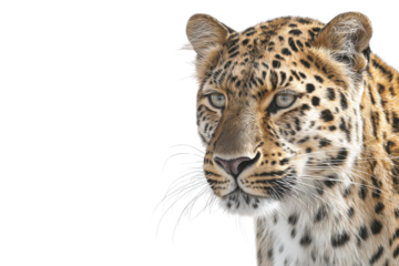 Leopard Stare: A captivating close-up showcases the regal gaze of a leopard, its distinctive spotted coat and intense eyes revealing a moment of untamed beauty.