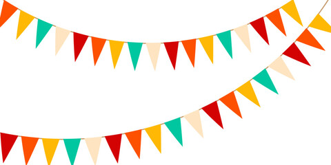 Obraz premium Festive flag garland vector illustration. Retro bunting in simple flat style, isolated on white background.