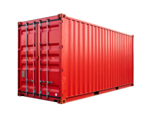 Red Shipping Container Isolated on White Background