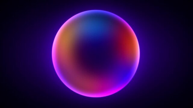Shiny gradient circle rotating on dark background with noise effect. Seamless futuristik loop animation