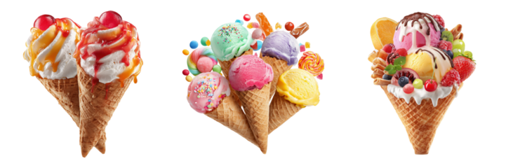 Set of Front view of a red firefighter hat on transparent png background. Ai generated