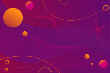 Vibrant Abstract Background with Neon Purple Waves, Gradients, and Floating Orange Spheres