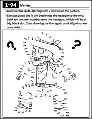 Halloween dot to dot with skeleton, coloring and activity for kids, preschool, kindergarten and homeschool , fit for 8.5”x11” size