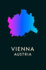 Obraz premium Minimal Neon Gradient Map of Vienna, Austria – Abstract Geometric Background
