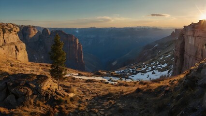 Naklejka premium sunset in the mountains