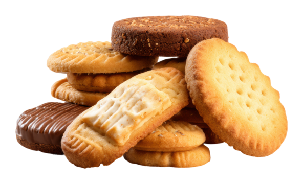 Delicious assorted cookies bakery food isolated on transparent background